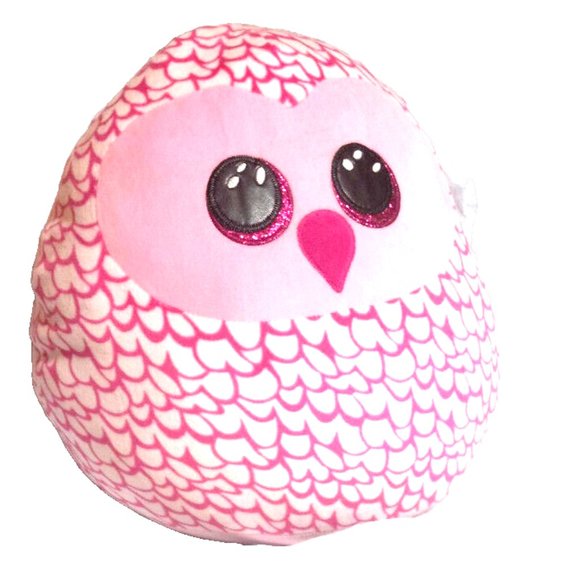 Ty Squish a Boos Pinky Owl Plush Stuffed Squishy Medium 10" - Picture 1 of 3